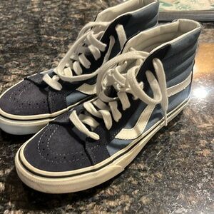 Vans Navy and White High-Top Sneakers
